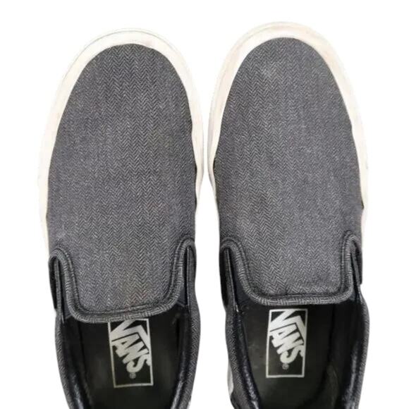 Vans Shoes Womens 7 Sneaker Classic Slip On Herringbone Skate Casual Active Gray - Picture 7 of 14